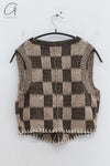 YANYAN KNITS 24 Autumn and Winter Firework Shrink Vest YYK-YYW24-1171-ZONGYANMAI Brown/Oatmeal